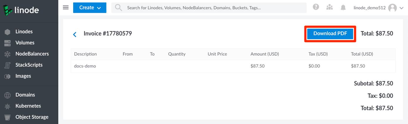 Cloud Manager Download Invoice from Detail View Cloud Manager Download Invoice from Detail View