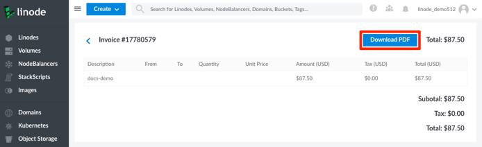 Cloud Manager Download Invoice from Detail View Cloud Manager Download Invoice from Detail View