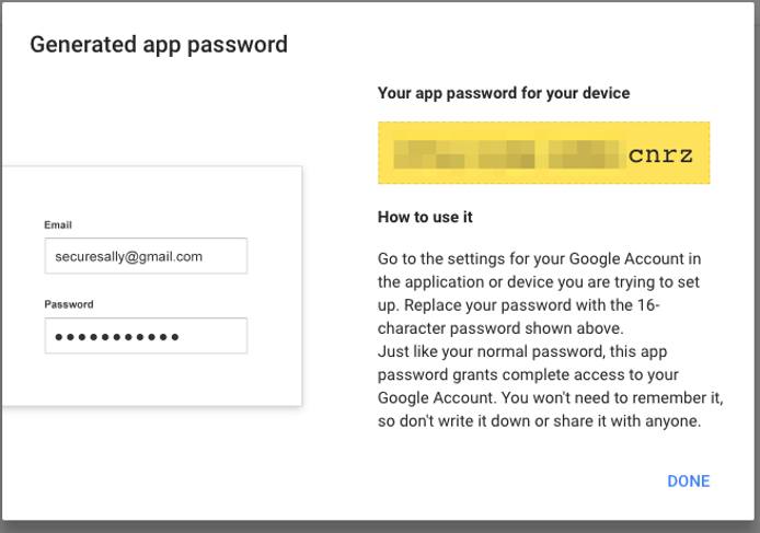 Generated app password Generated app password
