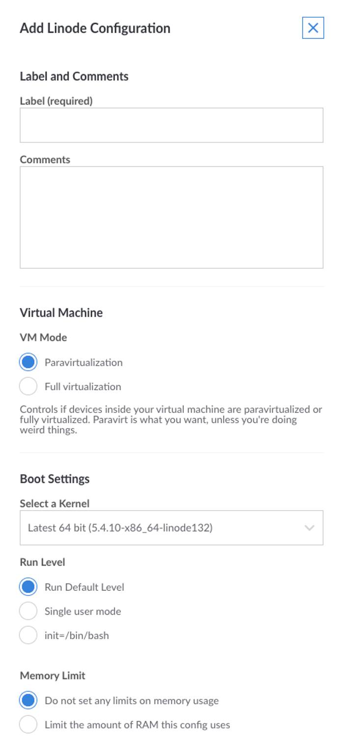 Selecting the configuration profile Selecting the configuration profile