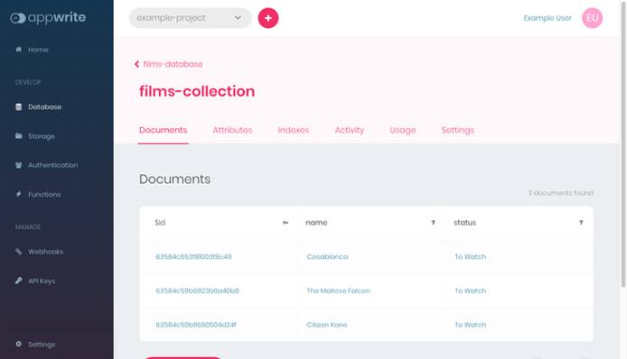 Appwrite collection with documents Appwrite collection with documents