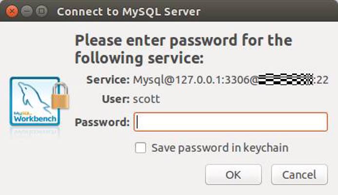 The MySQL password dialog The MySQL password dialog
