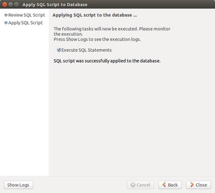 Our SQL has been successfully applied! Our SQL has been successfully applied!