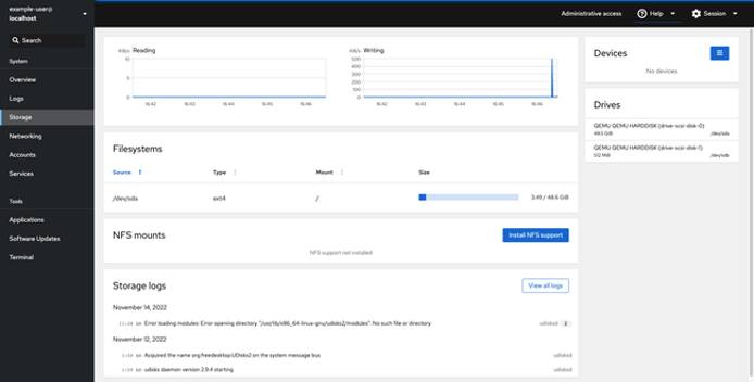 Cockpit Storage screen