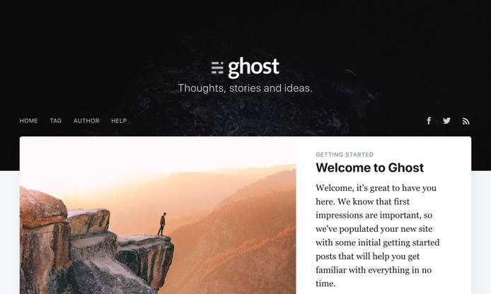 Ghost home page Ghost home page
