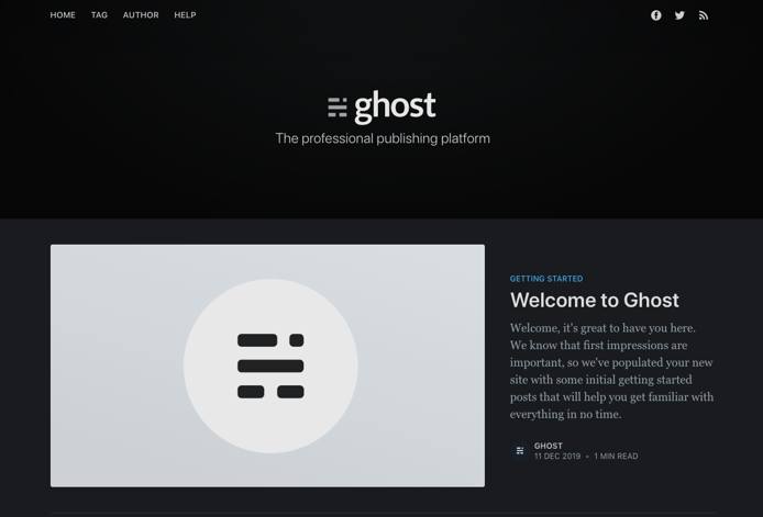 Ghost home page Ghost home page