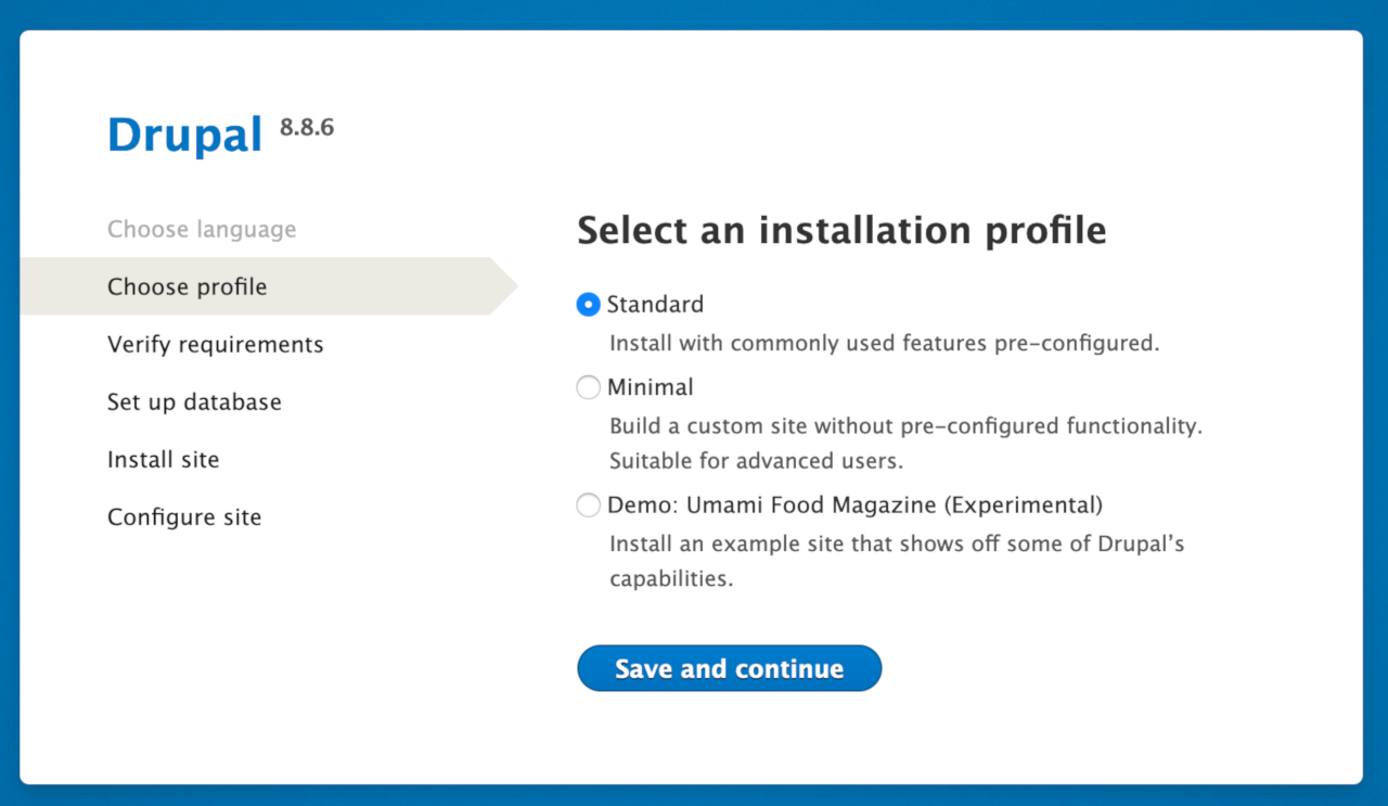 Drupal Choose Profile Screen Drupal Choose Profile Screen