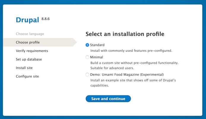 Drupal Choose Profile Screen Drupal Choose Profile Screen