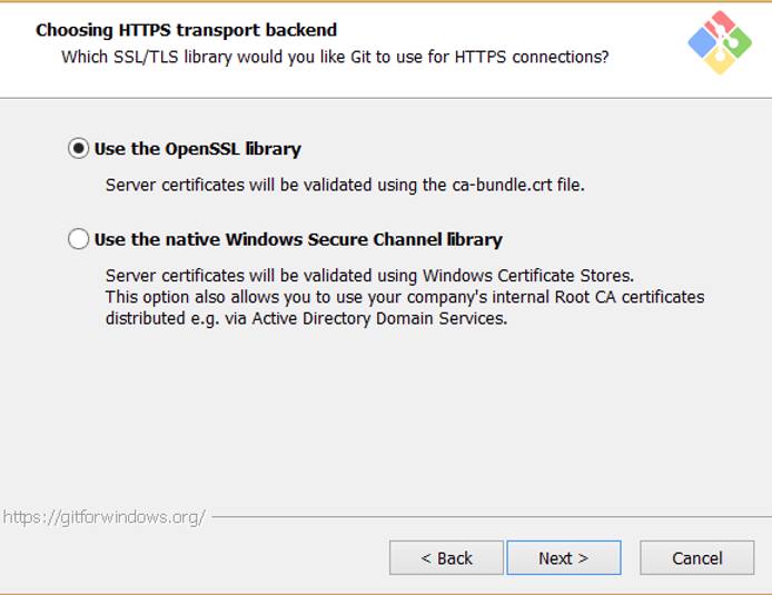 Select the https transport backend. Select the https transport backend.