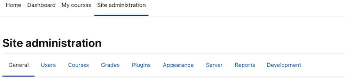 The Moodle Site Administration page The Moodle Site Administration page