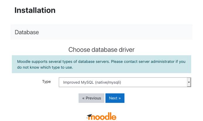 Choose a database driver for Moodle Choose a database driver for Moodle