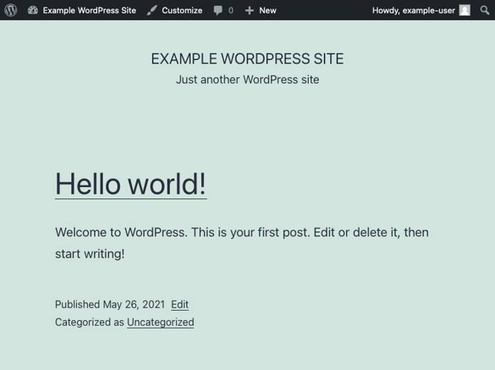 WordPress’s default, “Hello, World!” post. WordPress’s default, “Hello, World!” post.