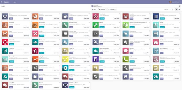 Odoo 13 Welcome Screen Odoo 13 Welcome Screen