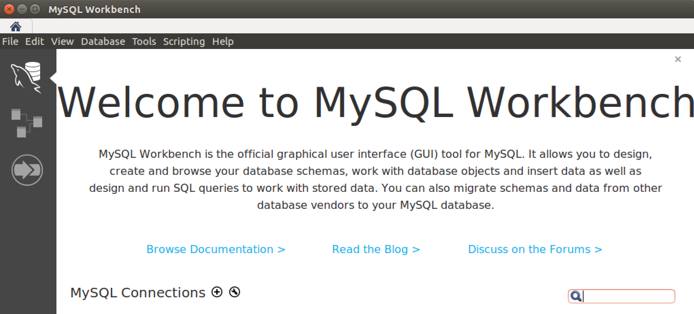 MySQL Workbench Welcome Screen MySQL Workbench Welcome Screen