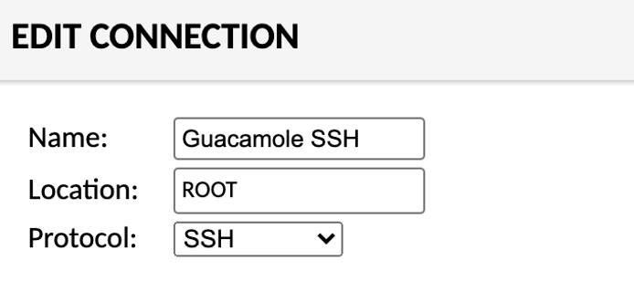 The Edit Connection section of the New Connection screen in Guacamole The Edit Connection section of the New Connection screen in Guacamole