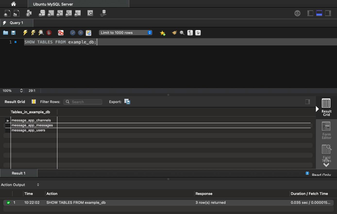 List of tables from MySQL Workbench List of tables from MySQL Workbench