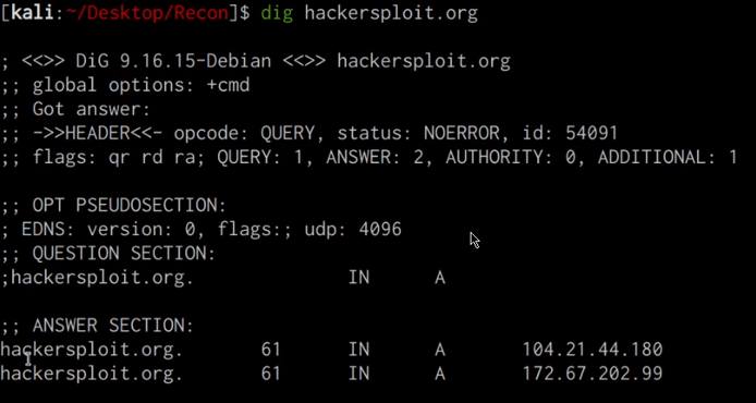 Dig utility output Dig utility output