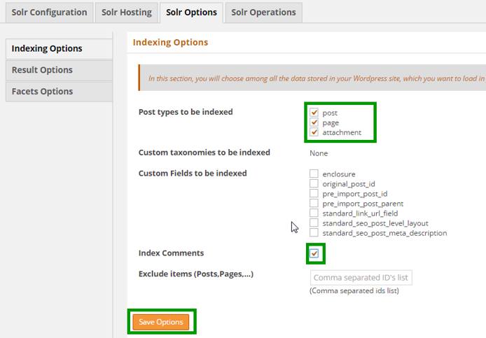WPSolr Indexing Options WPSolr Indexing Options