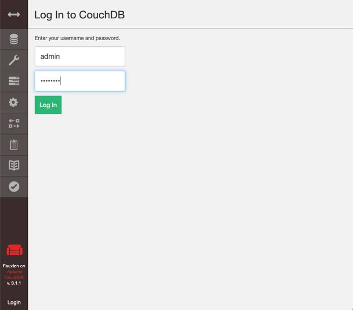 Fauxton login screen Fauxton login screen