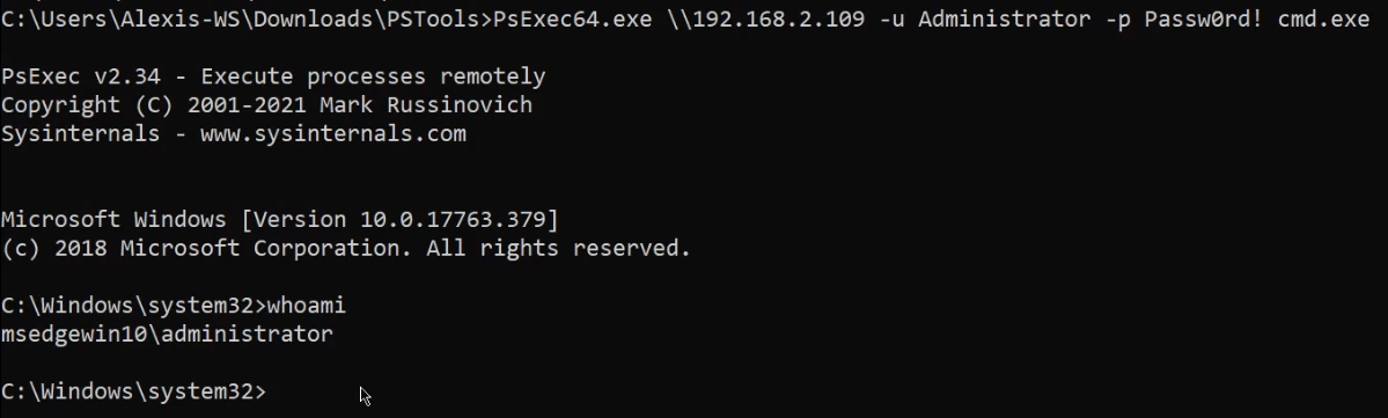 PsExec - remote shell PsExec - remote shell