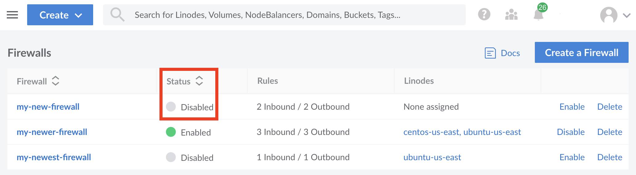 View the updated status of your Firewall. View the updated status of your Firewall.