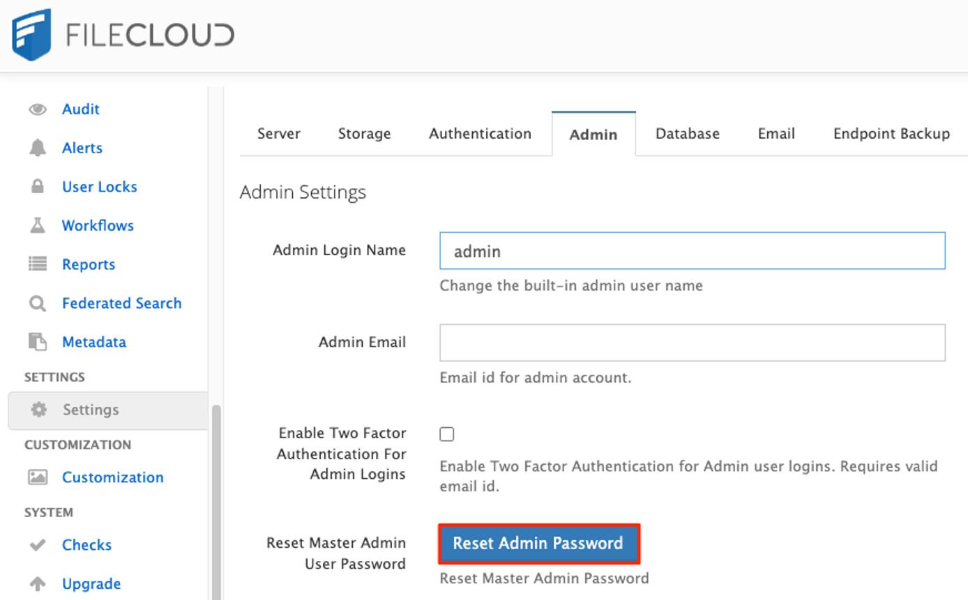 FileCloud Admin Page FileCloud Admin Page
