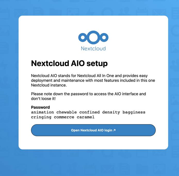 Nextcloud AIO setup Nextcloud AIO setup