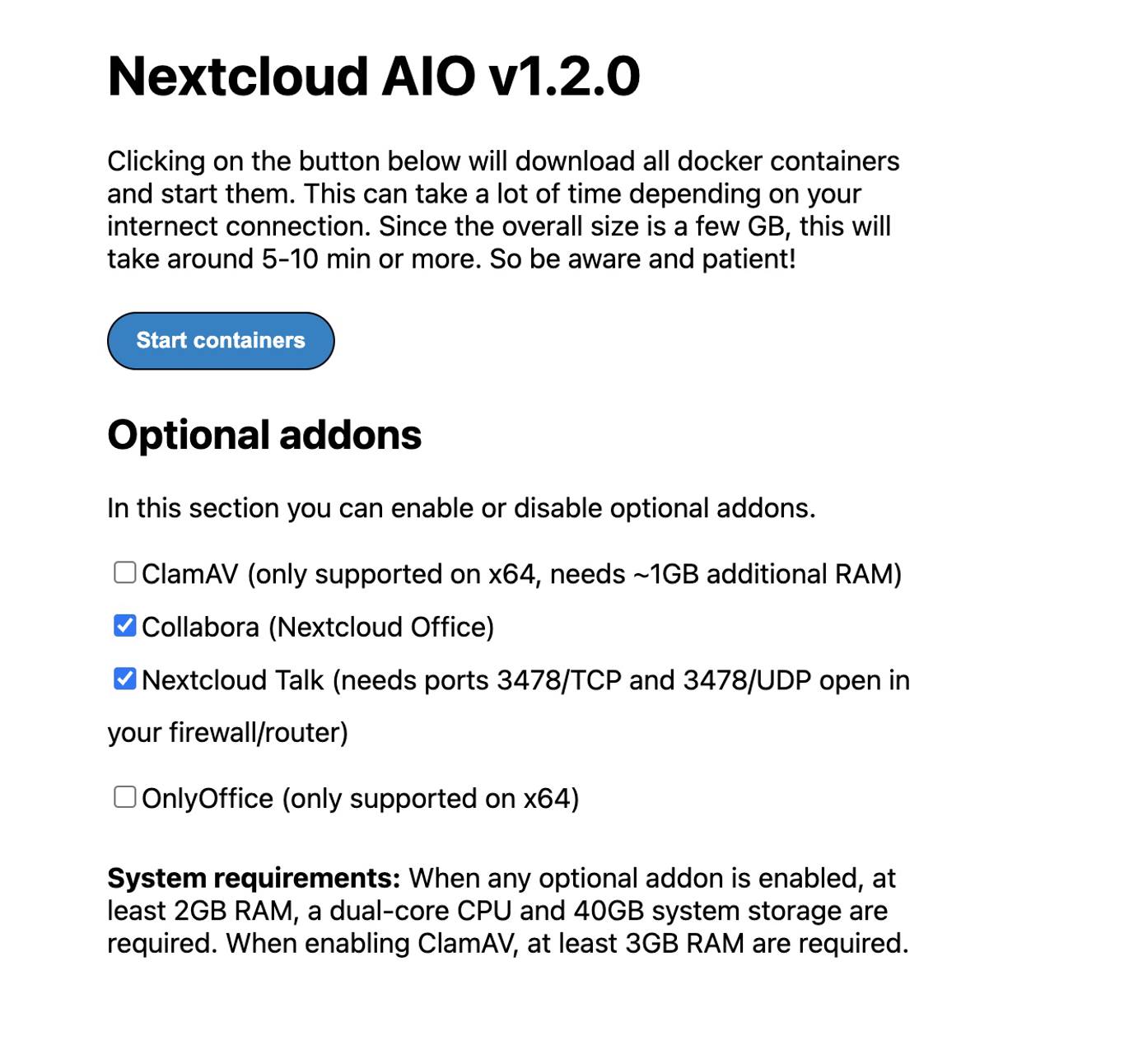Nextcloud Container setup Nextcloud Container setup