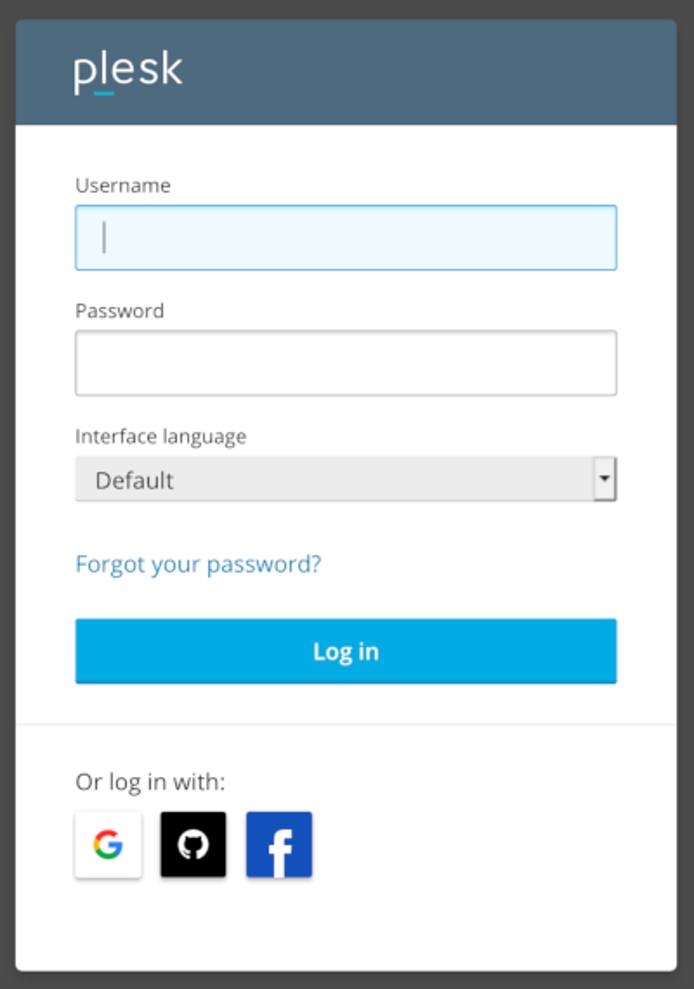 Plesk Login Screen Plesk Login Screen