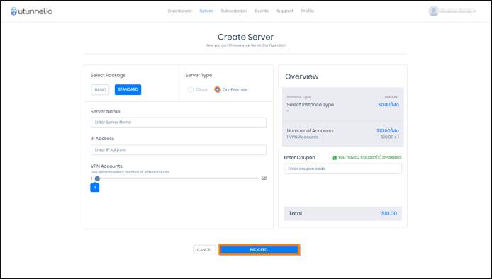 UTunnel Dashboard setup UTunnel Dashboard setup