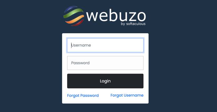 Screenshot of the Webuzo Admin Login page Screenshot of the Webuzo Admin Login page