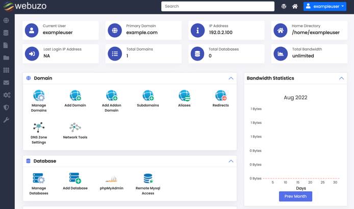 Webuzo Enduser Panel Webuzo Enduser Panel