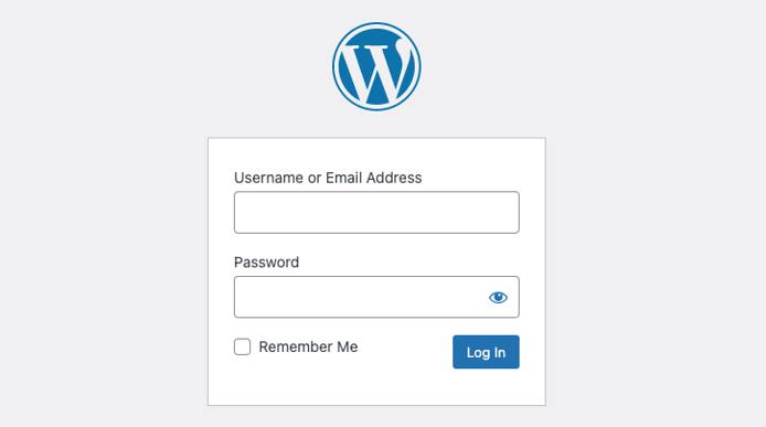Screenshot of the WordPress login form Screenshot of the WordPress login form